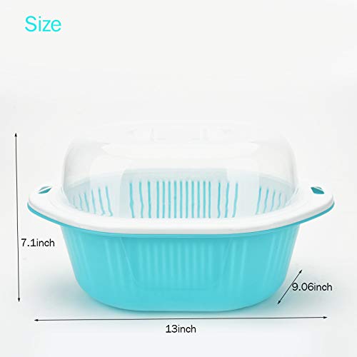 DISH//だし! 全セット 3 in 1 Dish Tub and Colander Set with Lid, Vegetable Washer with